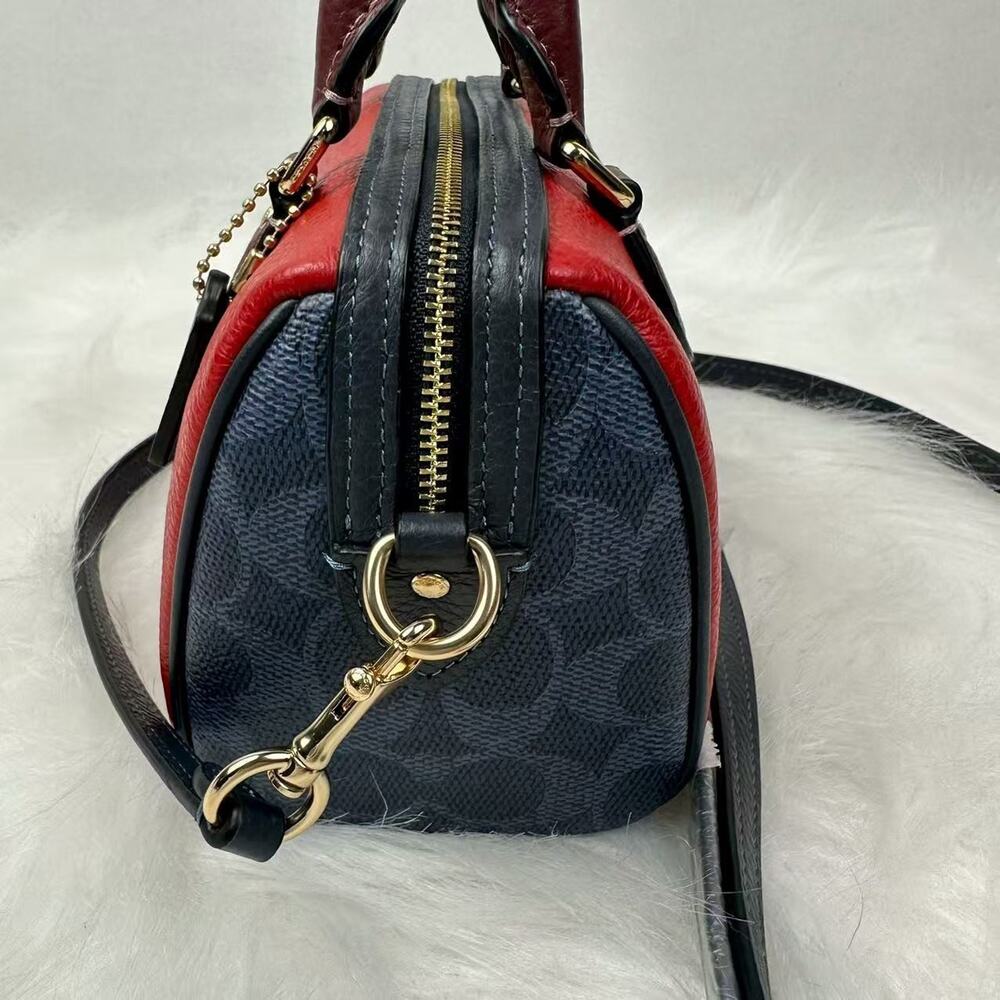 Coach Mini Rowan Crossbody Bag In Colorblock Signature Canvas CBM68 Denim/Bold - Picture 3 of 9